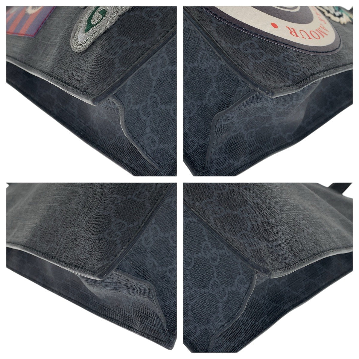 GUCCI Tote Bag 495559 GG Supreme canvas, leather Black Black Multicolor SilverMetal Tote Bag Shoulder Bag 2way Sherry Line Courier Emblem embroidery mens Used