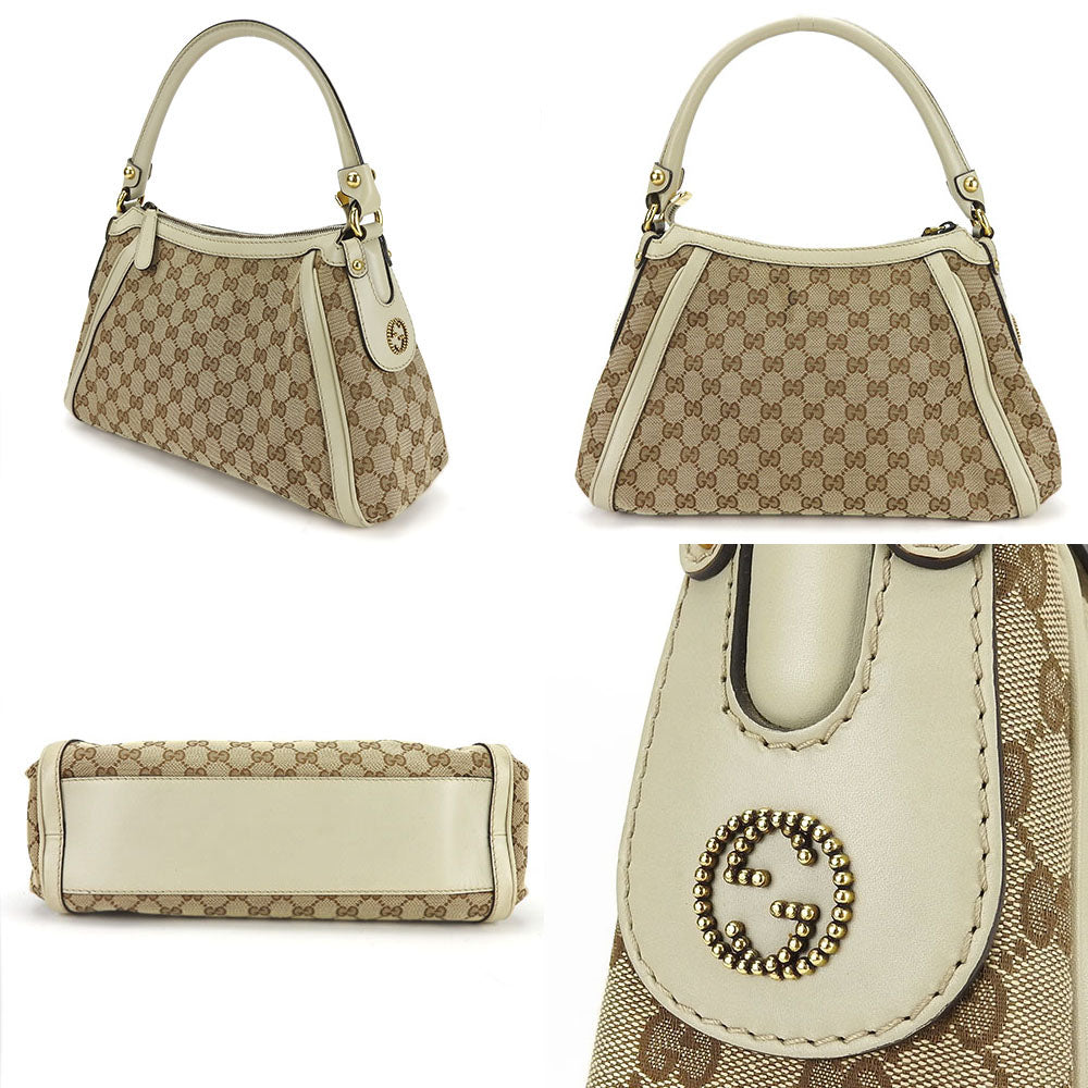 GUCCI Shoulder Bag 282298 GG canvas, leather beige Women Used