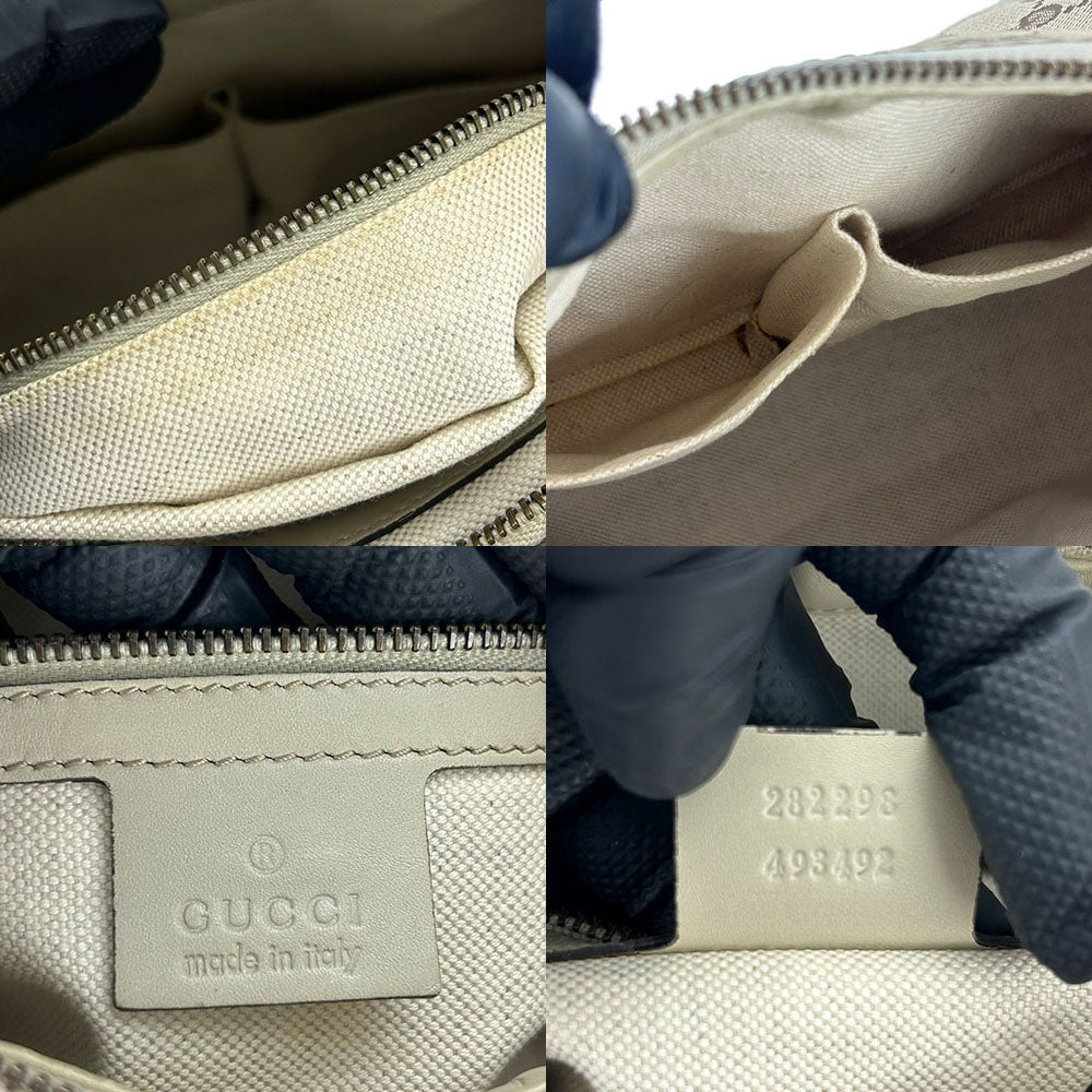 GUCCI Shoulder Bag 282298 GG canvas, leather beige Women Used
