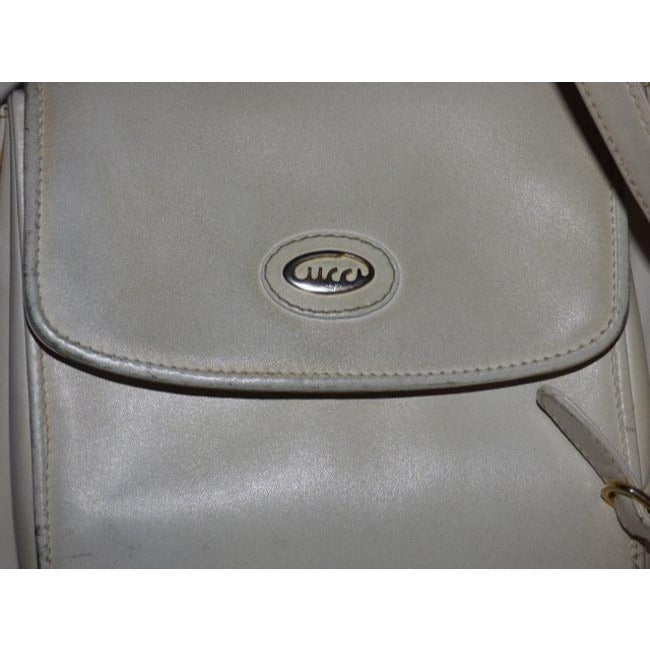 Gucci Vintage White With Bold Gold Accents Leather Shoulder Bag