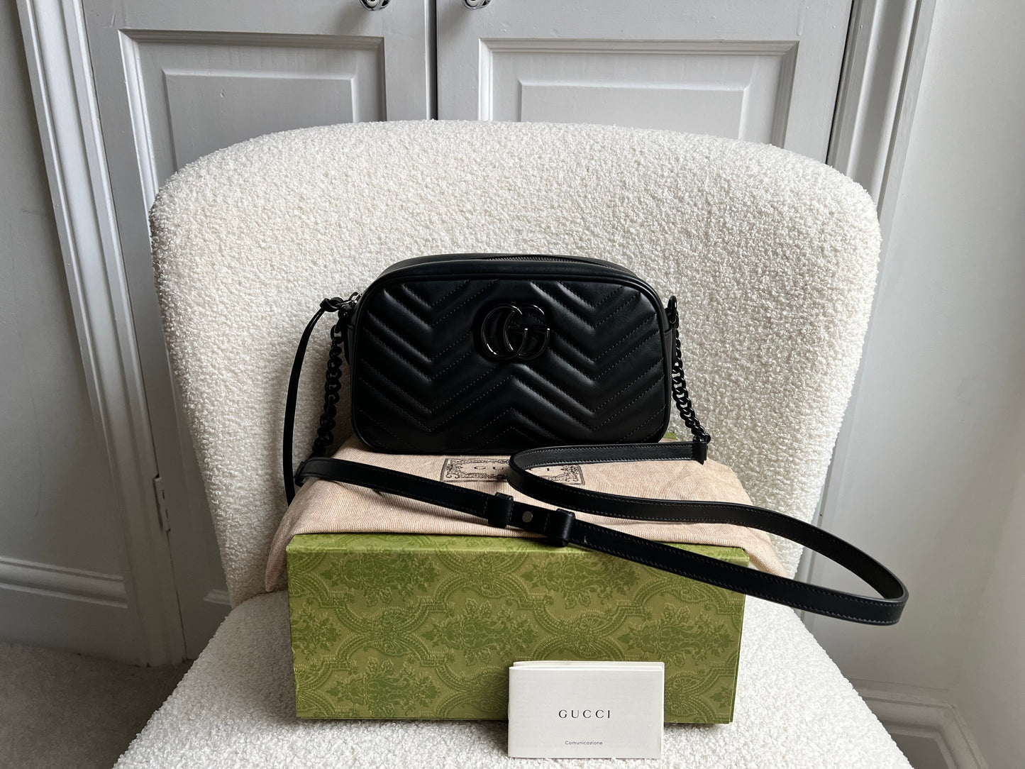Gucci GG Black on Black Marmont Small Shoulder Bag (RRP £1340)