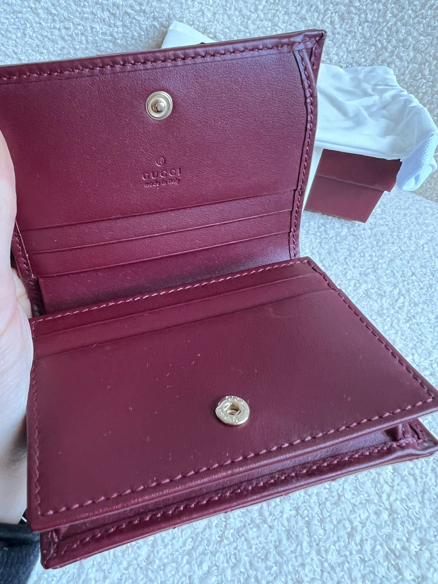 Gucci GG Burgundy Marmont Matelassé Card Case Wallet (RRP £380)