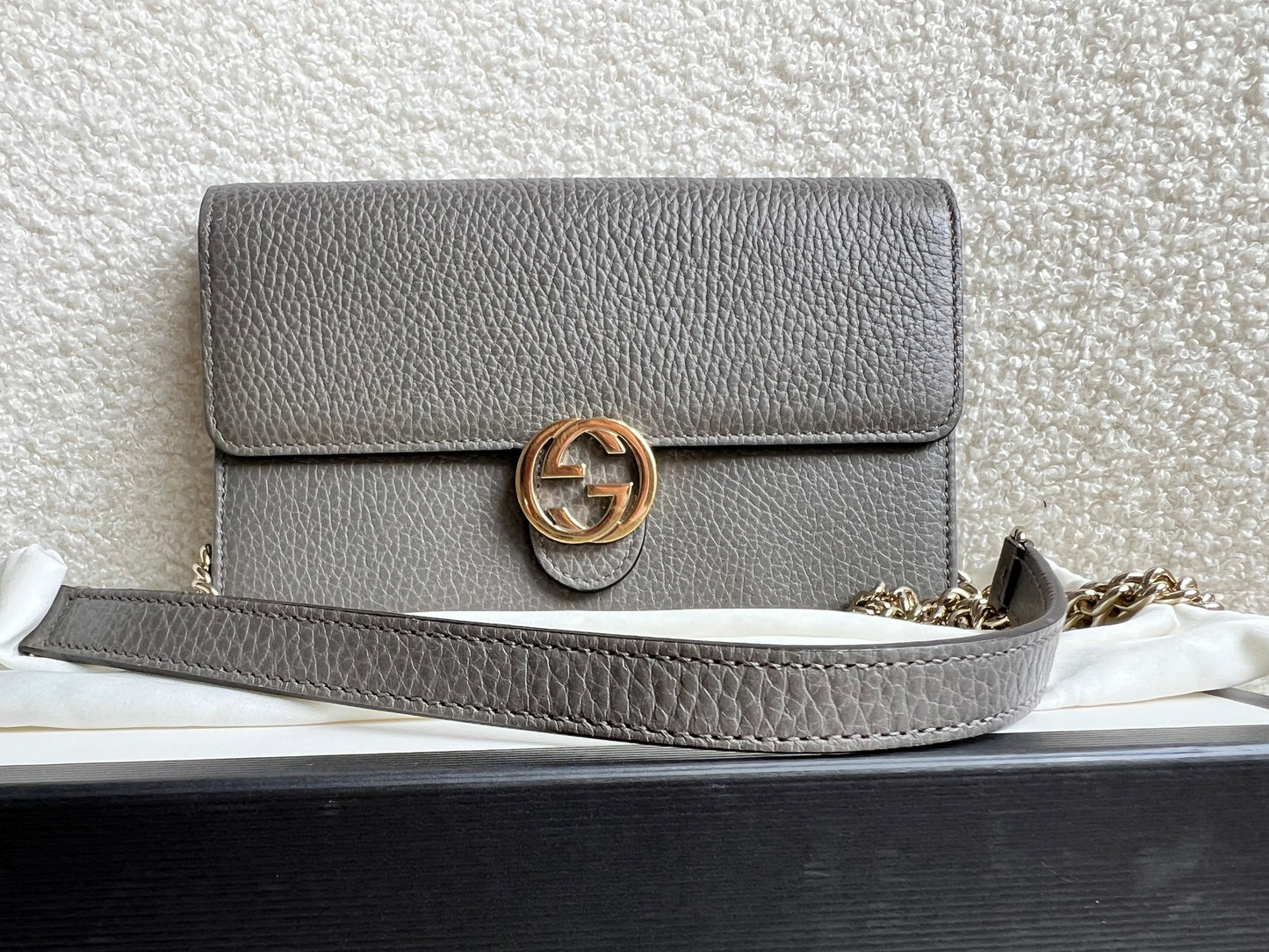Gucci Dollar Grey Interlocking Chain Wallet