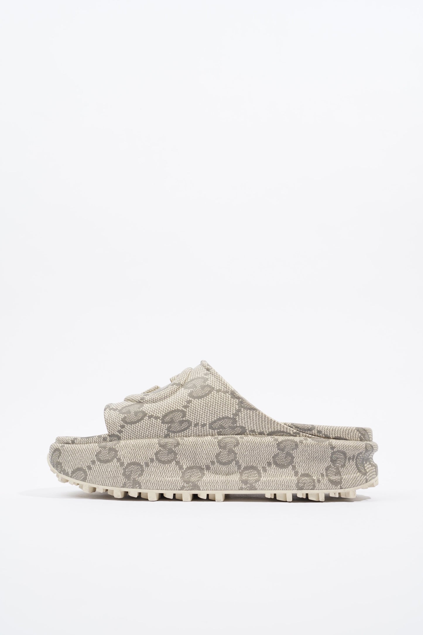 Gucci Slide Sandal With Interlocking GG Beige / Ebony Rubber EU 40 UK 7