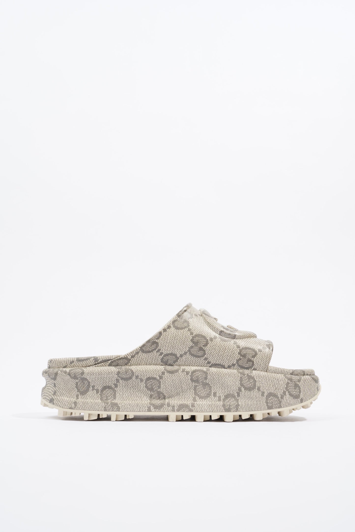 Gucci Slide Sandal With Interlocking GG Beige / Ebony Rubber EU 40 UK 7