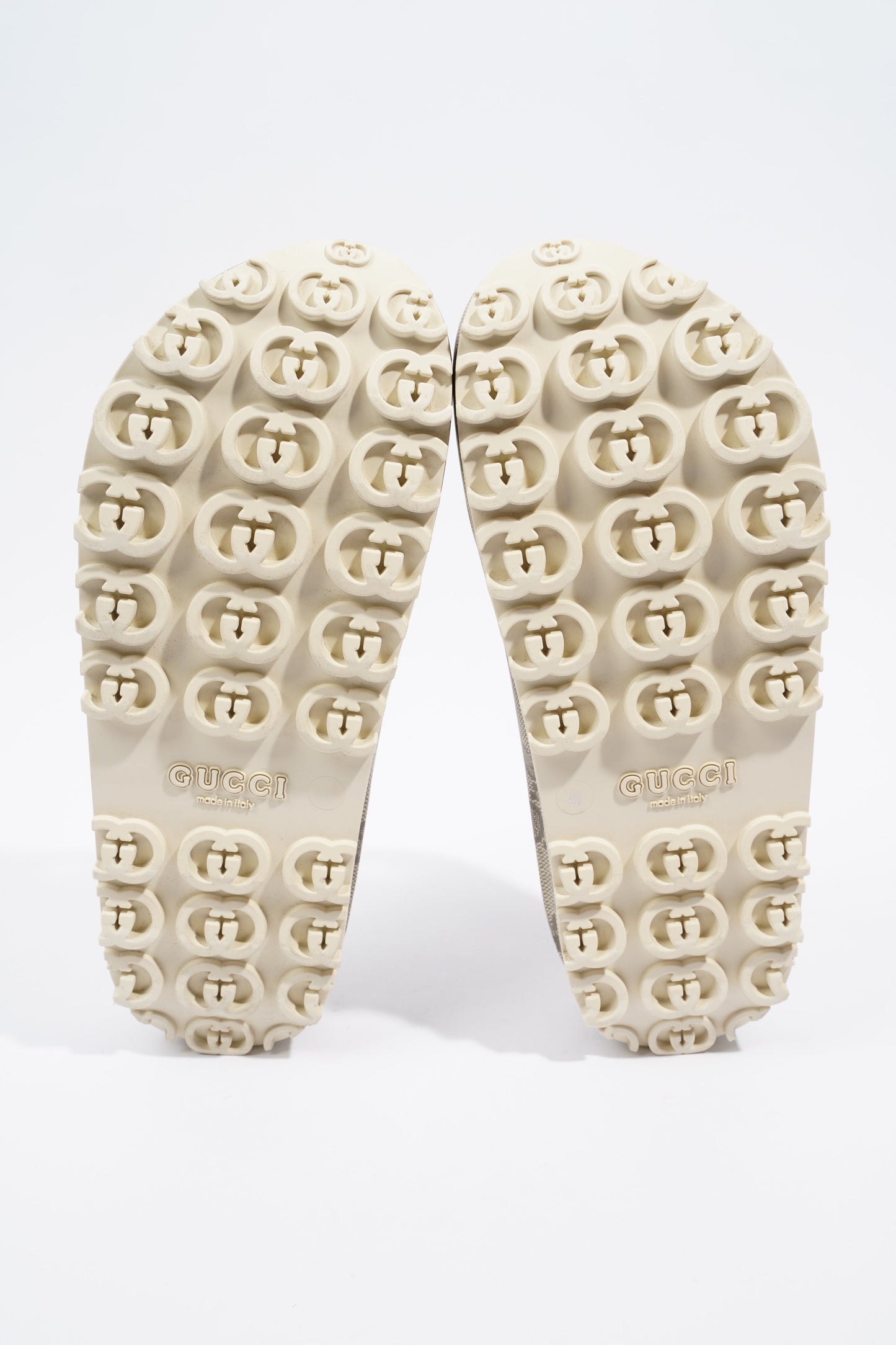 Gucci Slide Sandal With Interlocking GG Beige / Ebony Rubber EU 40 UK 7