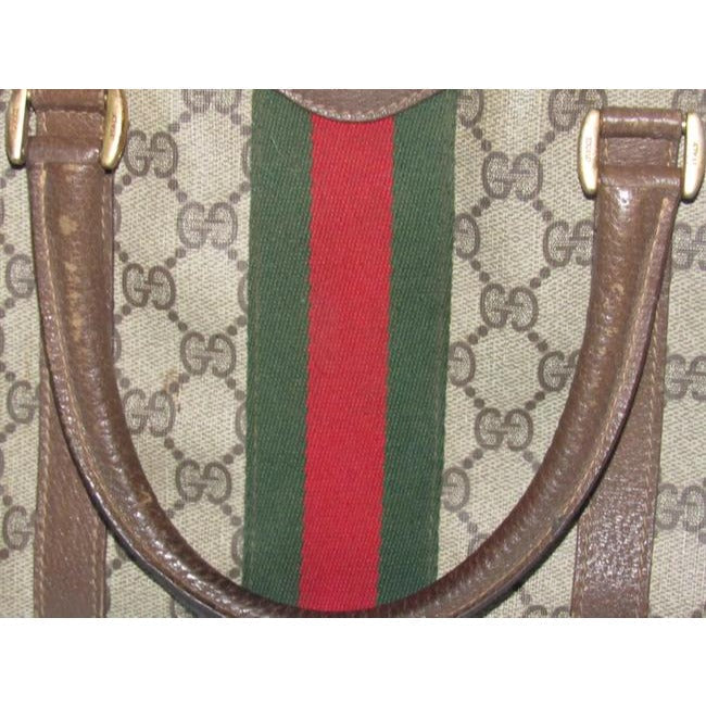 Gucci Boston Bag Guccissima Print Coated And Leather Brown Patent Gg Canvas Satchel