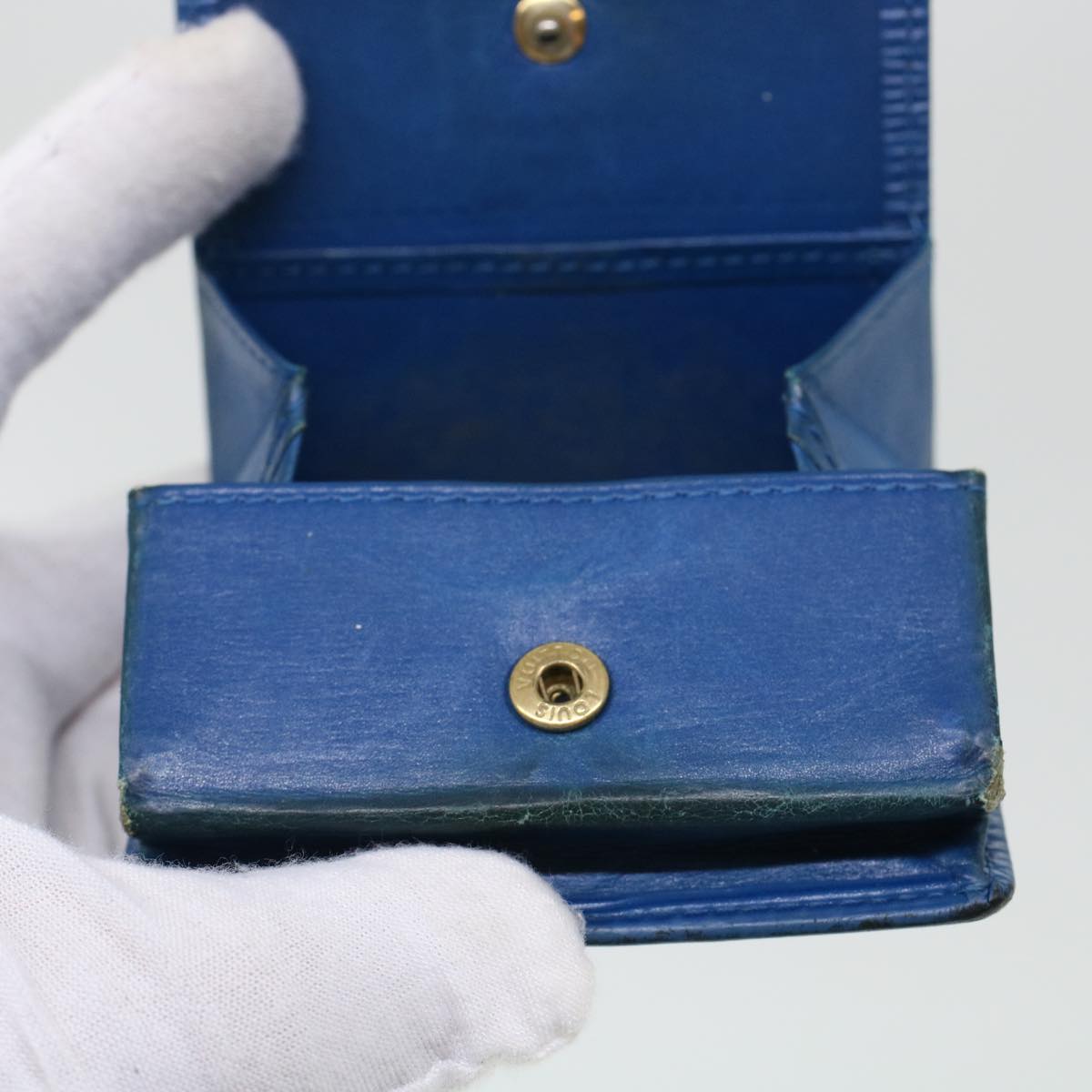 LOUIS VUITTON Epi Porte Monnaie Boite Coin Purse Blue M63695 LV  43541