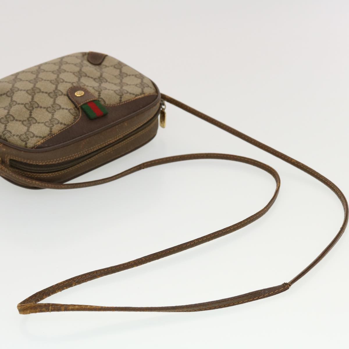 GUCCI GG Canvas Web Sherry Line Shoulder Bag Beige Red Green  43903
