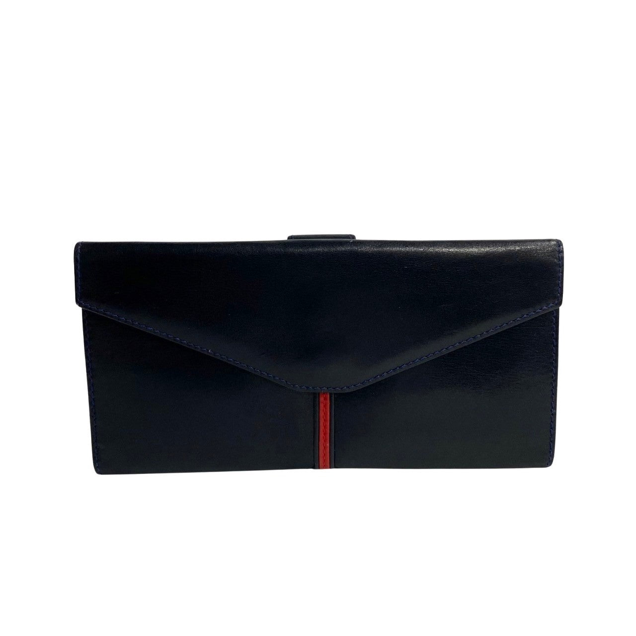 GUCCI Long Wallet Purse leather Navy Sherry line