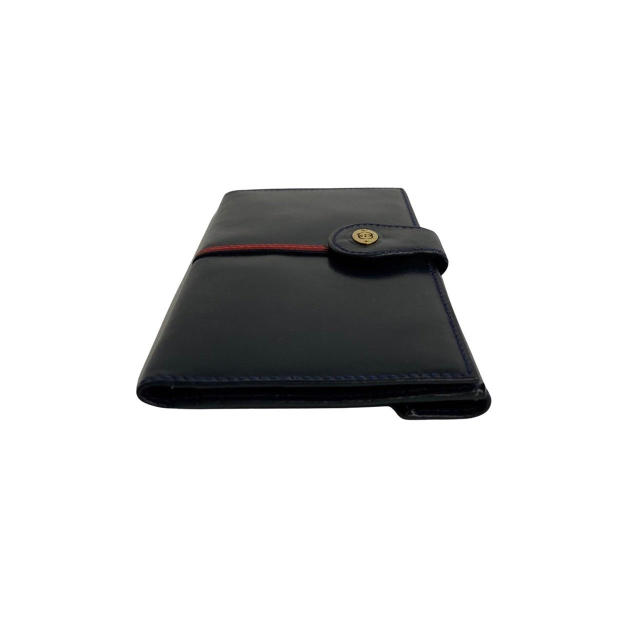 GUCCI Long Wallet Purse leather Navy Sherry line