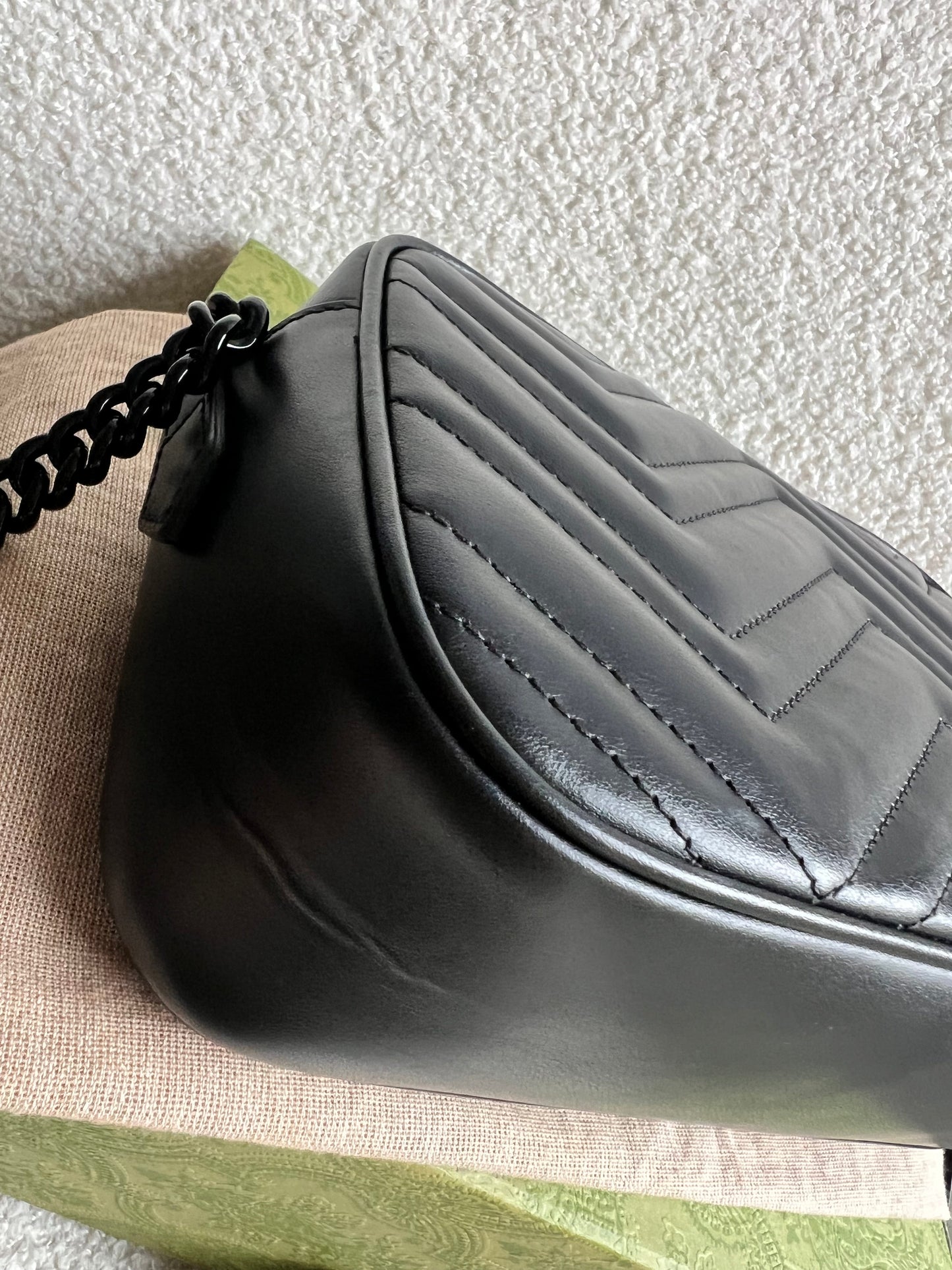 Gucci GG Black on Black Marmont Small Shoulder Bag (RRP £1340)