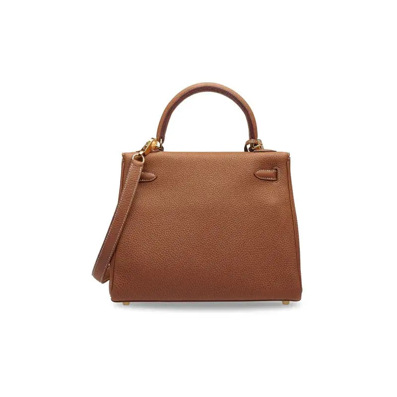 HERMES Kelly 25  brown Togo leather Bag Handbag (25,28)