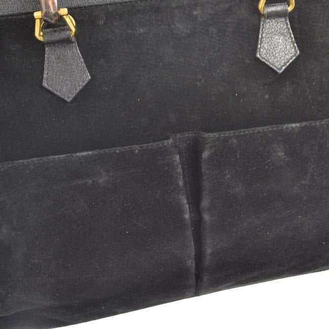 Gucci black suede and leather, two-way Diana XL tote or satchel with two bamboo handles