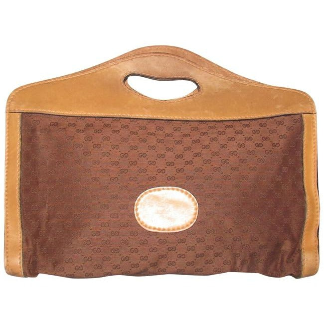 Gucci Vintage Pursesdesigner Purses Btrown Small G Logo Print Fabric And Camel Leather Jacquard Canv