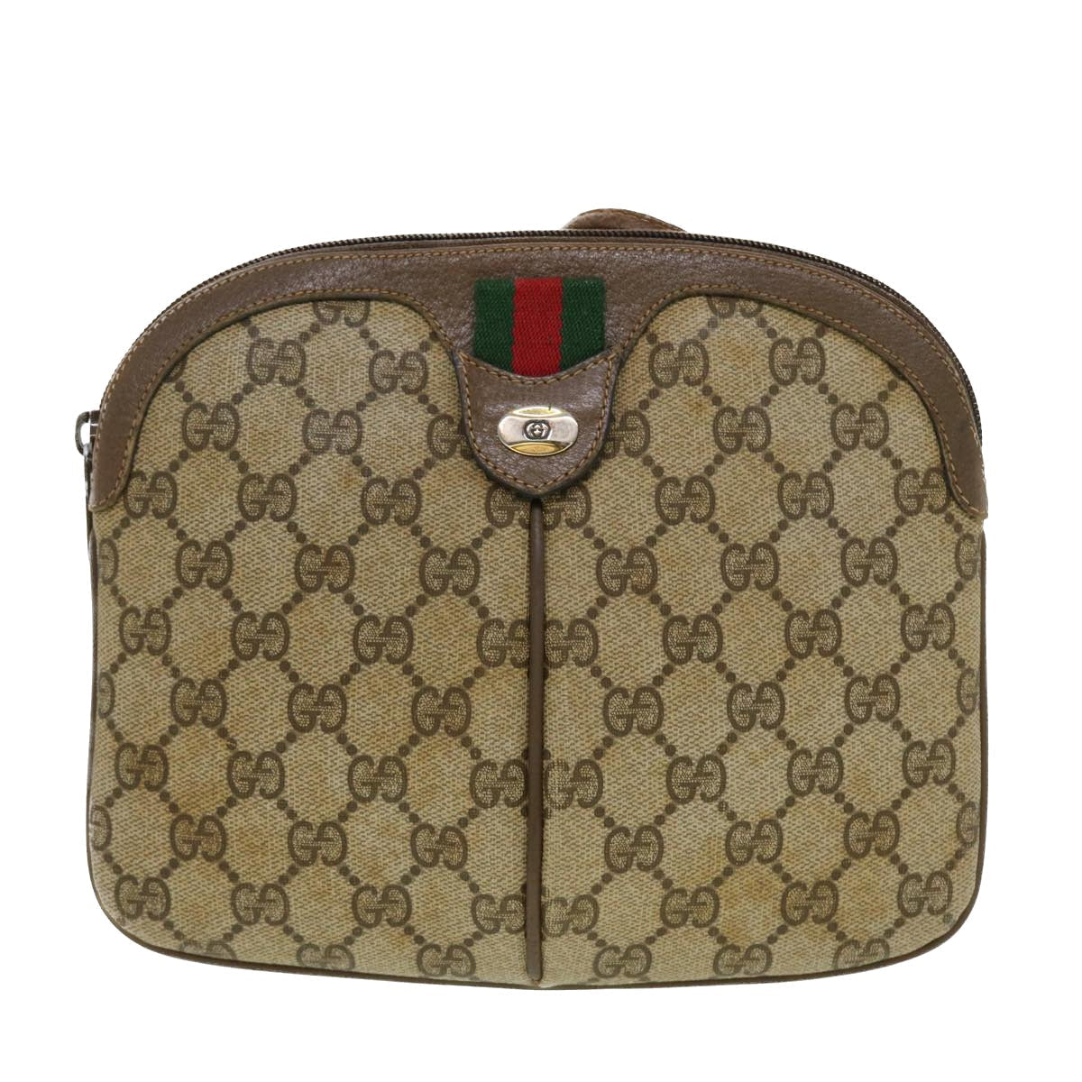 GUCCI GG Canvas Web Sherry Line Shoulder Bag Beige Red 904.02.047  44304