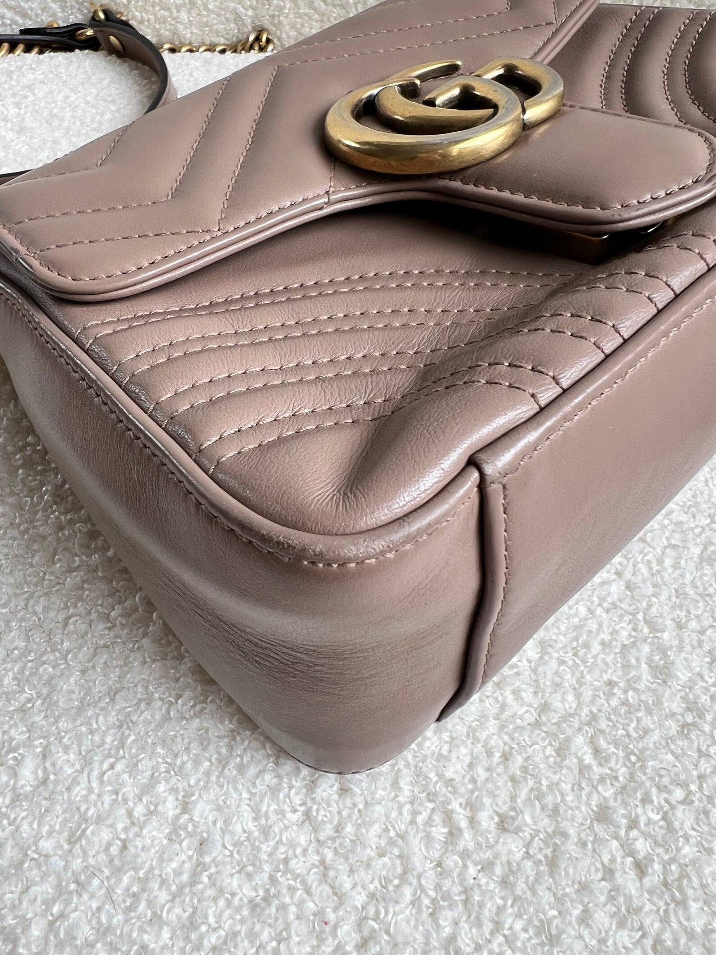 Gucci GG Dusty Pink Marmont Mini Top Handle Bag (RRP £1,890)