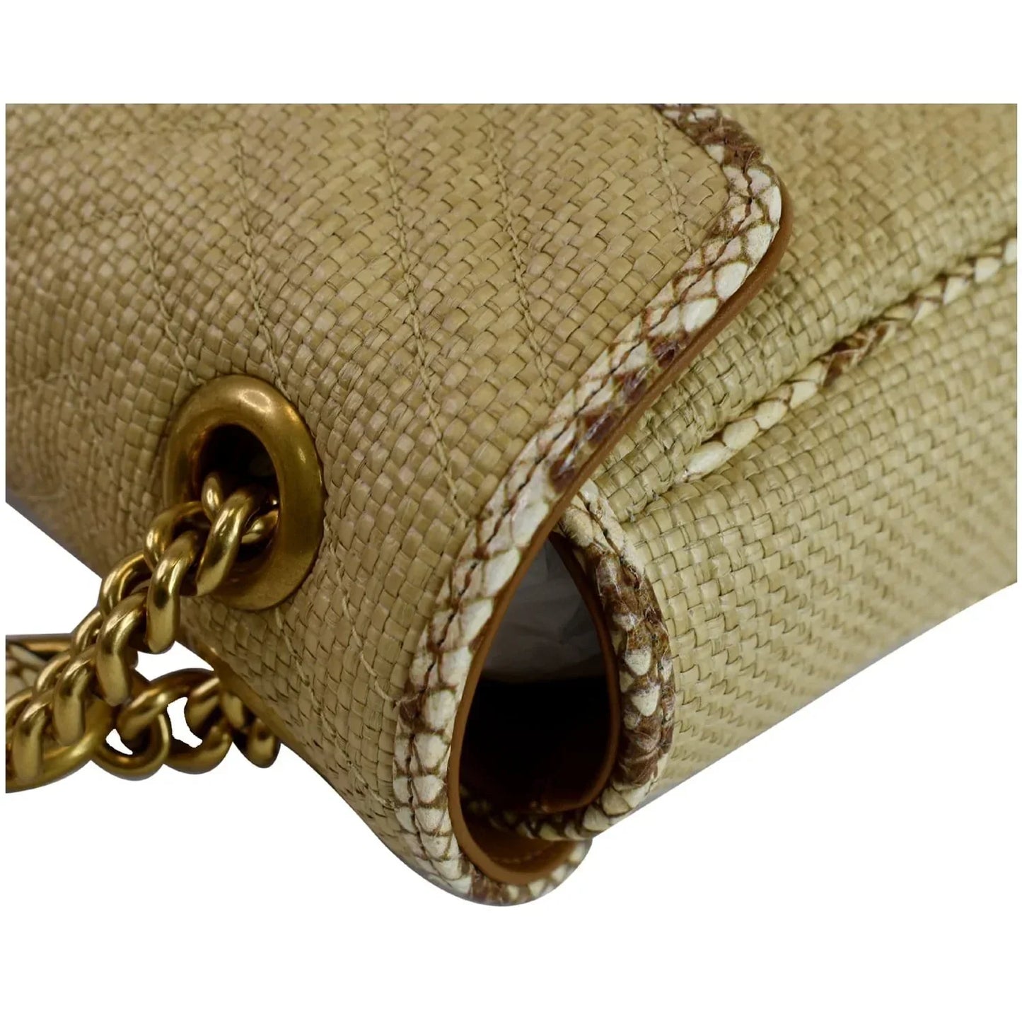 Gucci GG Marmont Small Raffia Shoulder Bag