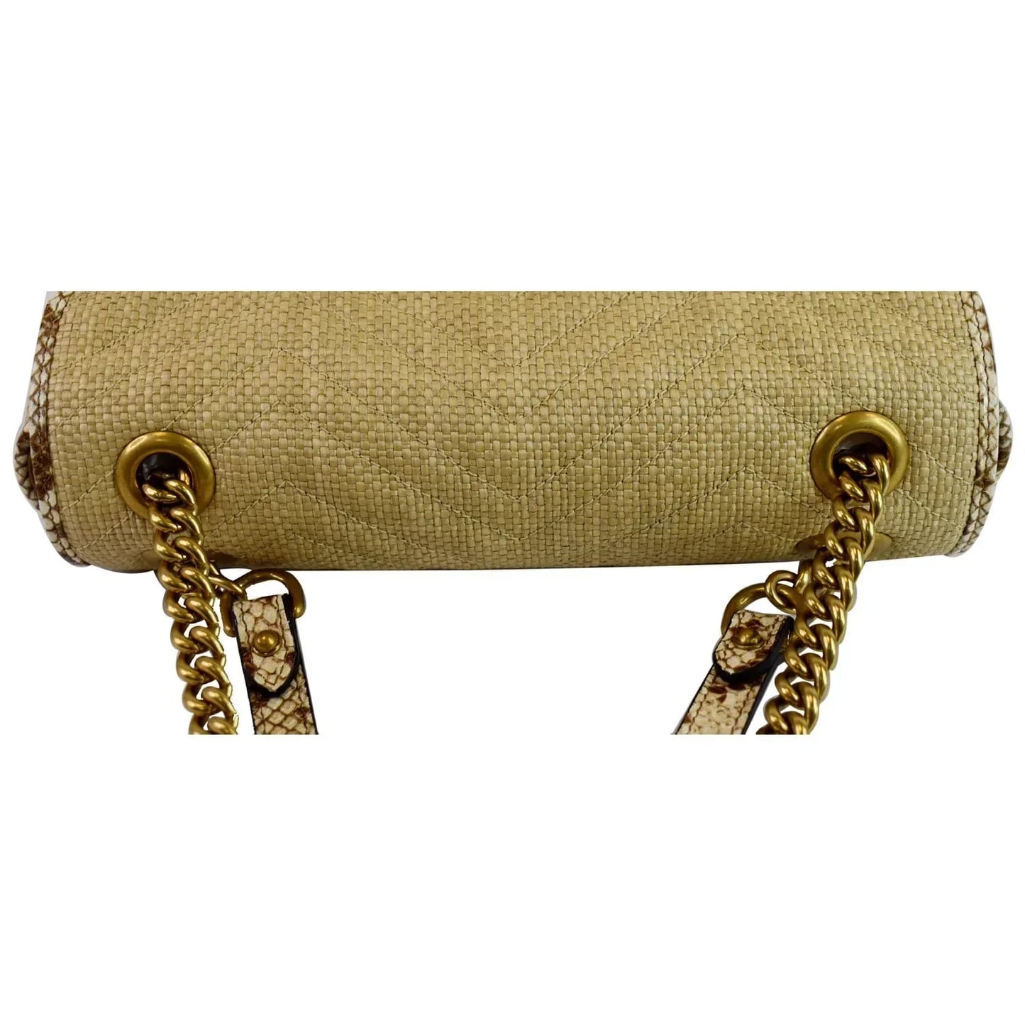 Gucci GG Marmont Small Raffia Shoulder Bag