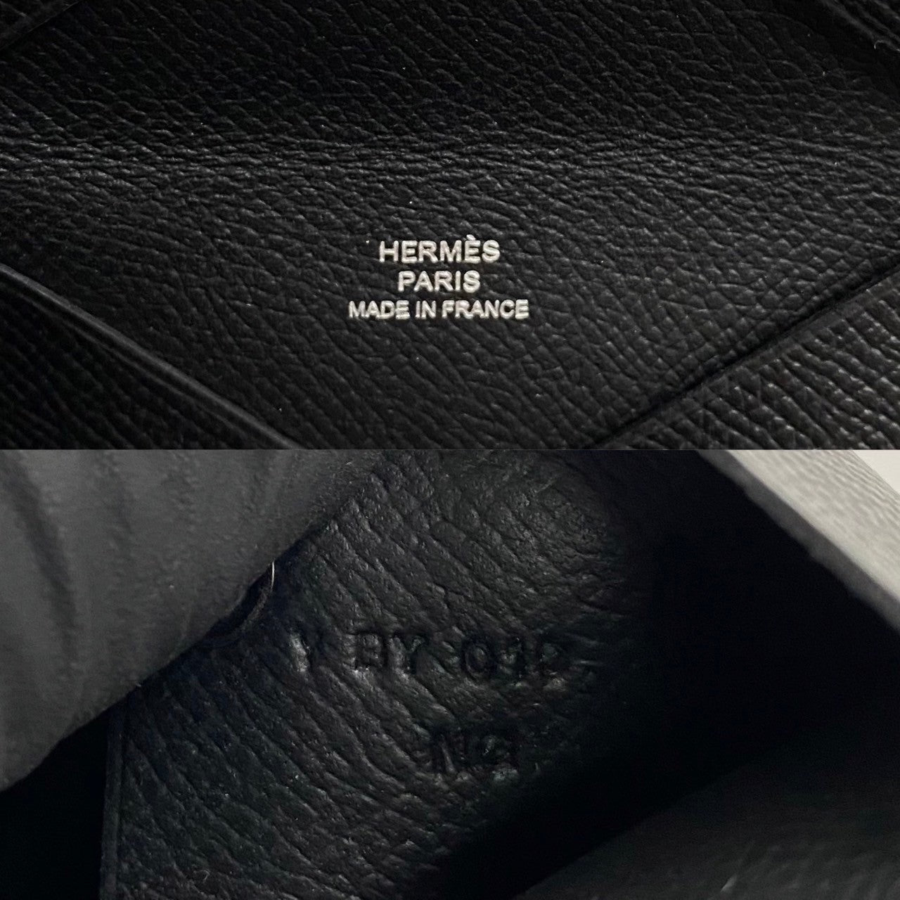 HERMES Card Case leather black Calvi