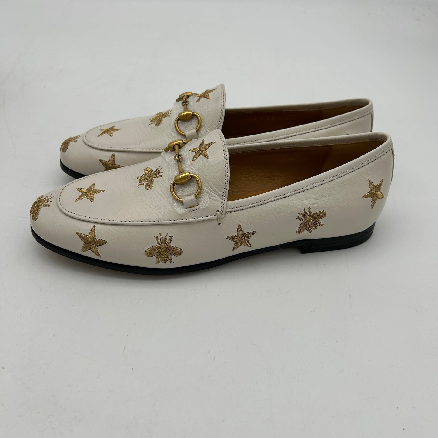 GUCCI - Jordaan Flat - Leather White for Women, US Women`s Size 4 24080802