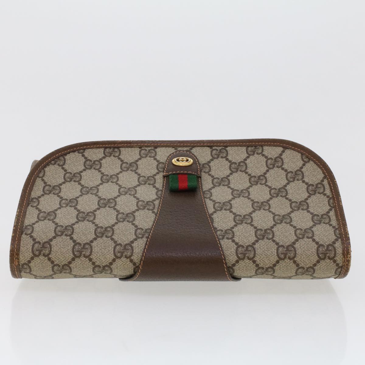 GUCCI GG Canvas Web Sherry Line Clutch Bag Beige Red Green 156.01.030  44751