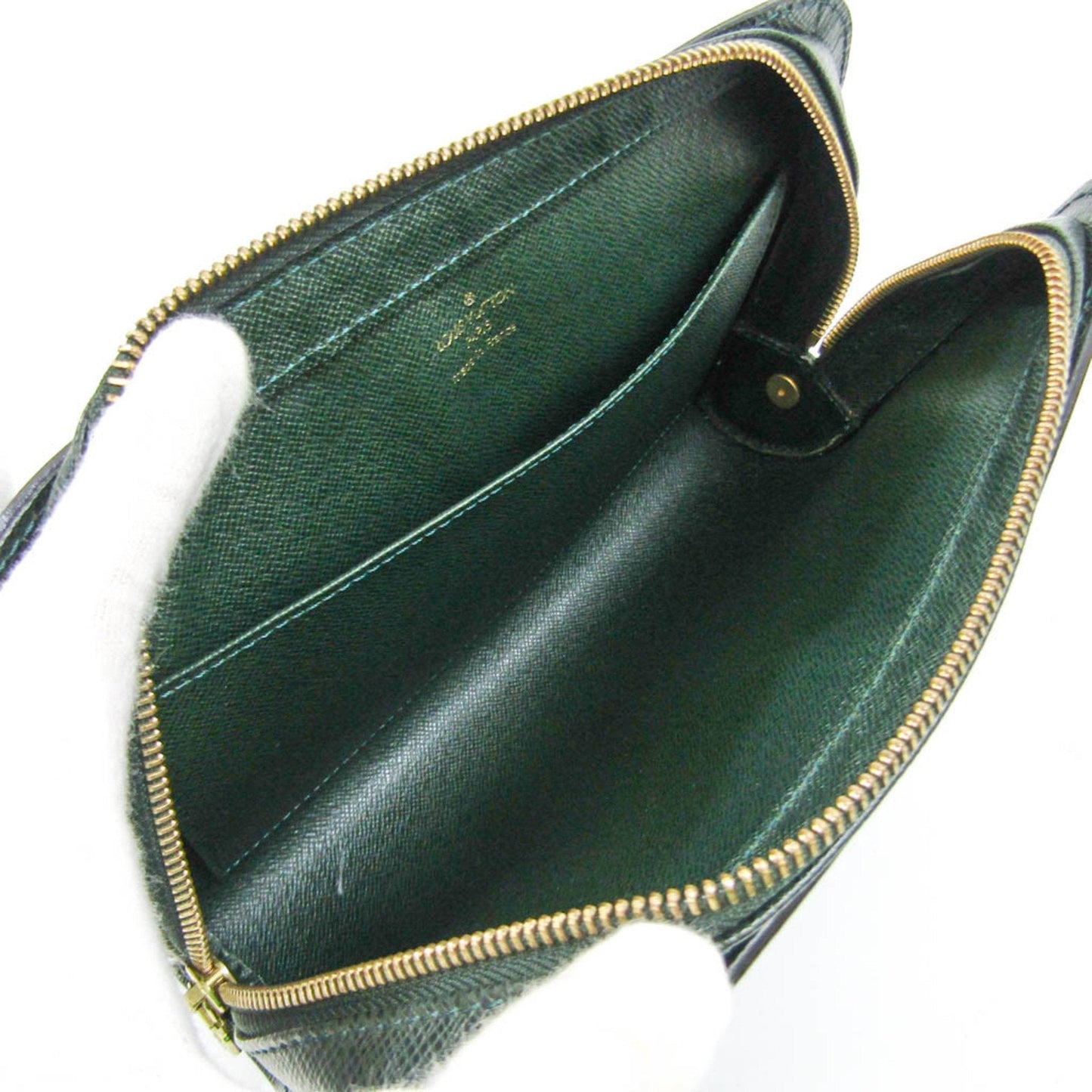 Louis Vuitton Green Leather Baikal clutch bag