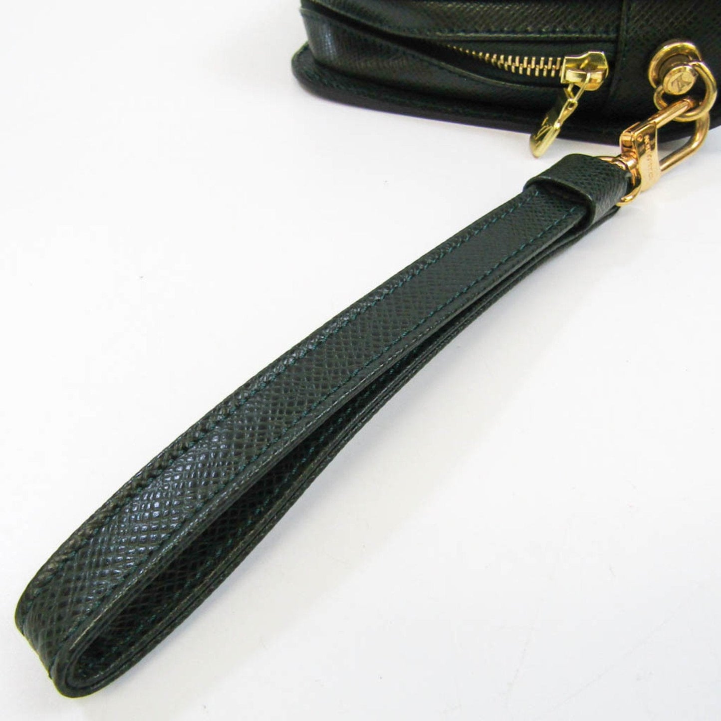 Louis Vuitton Green Leather Baikal clutch bag
