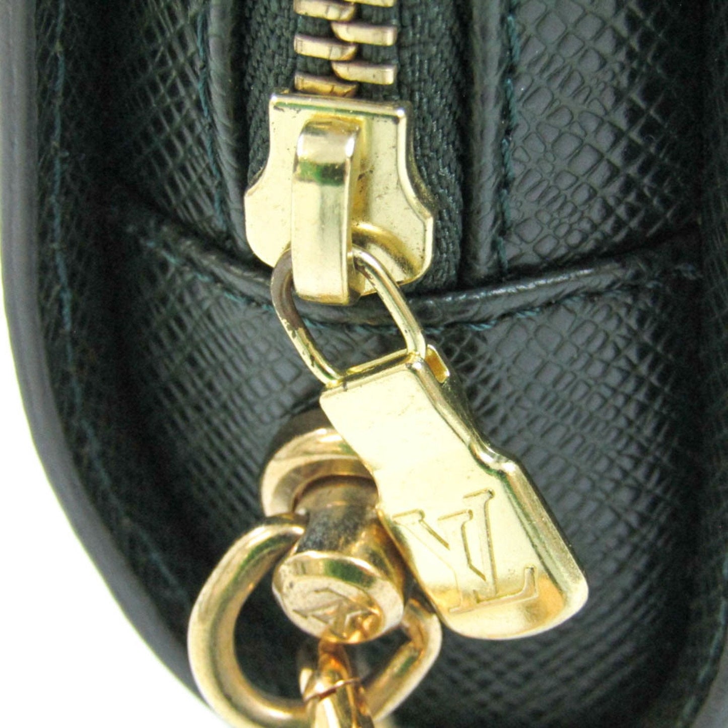 Louis Vuitton Green Leather Baikal clutch bag