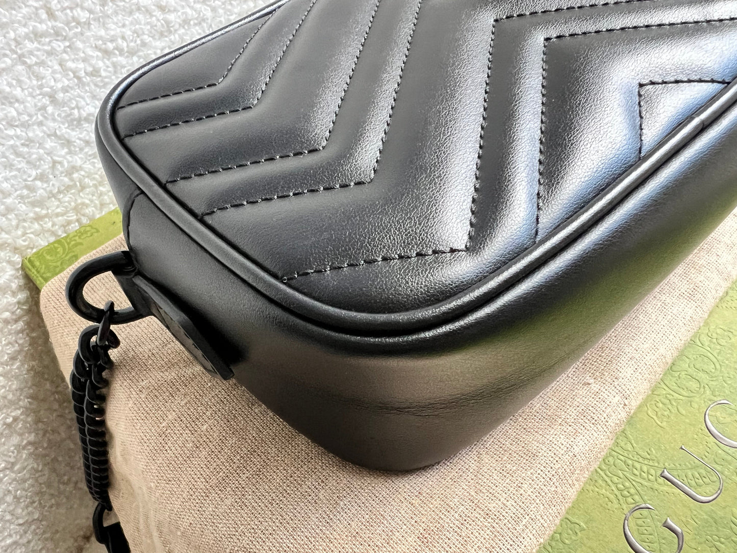 Gucci GG Black on Black Marmont Mini Shoulder Bag (RRP £1,160)
