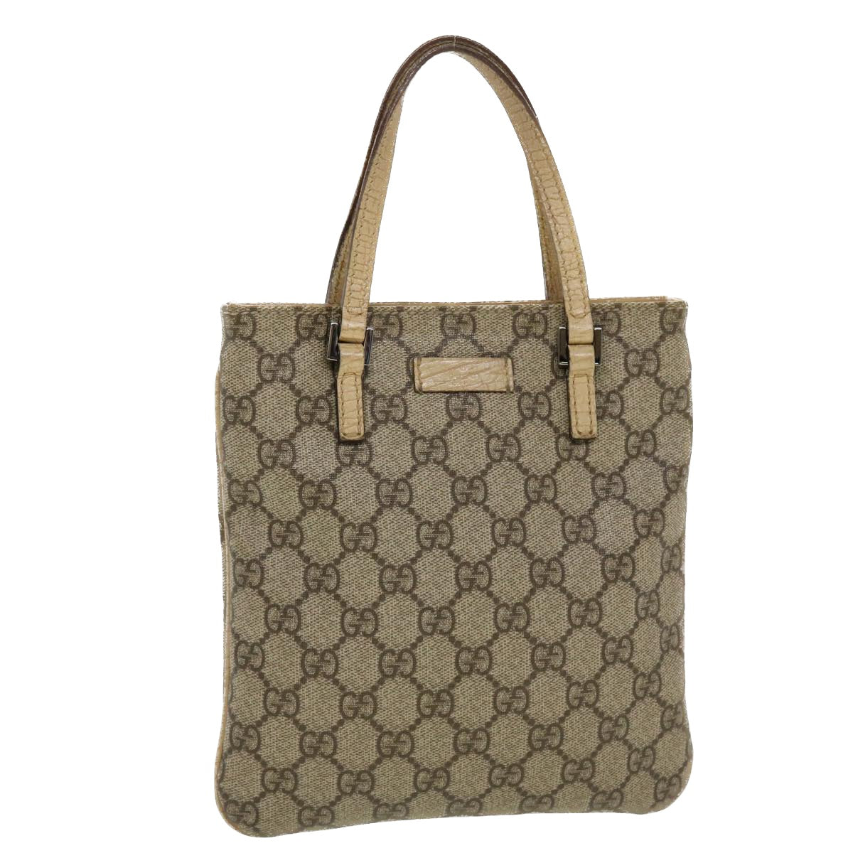 GUCCI GG Canvas Hand Bag PVC Leather Beige  44975