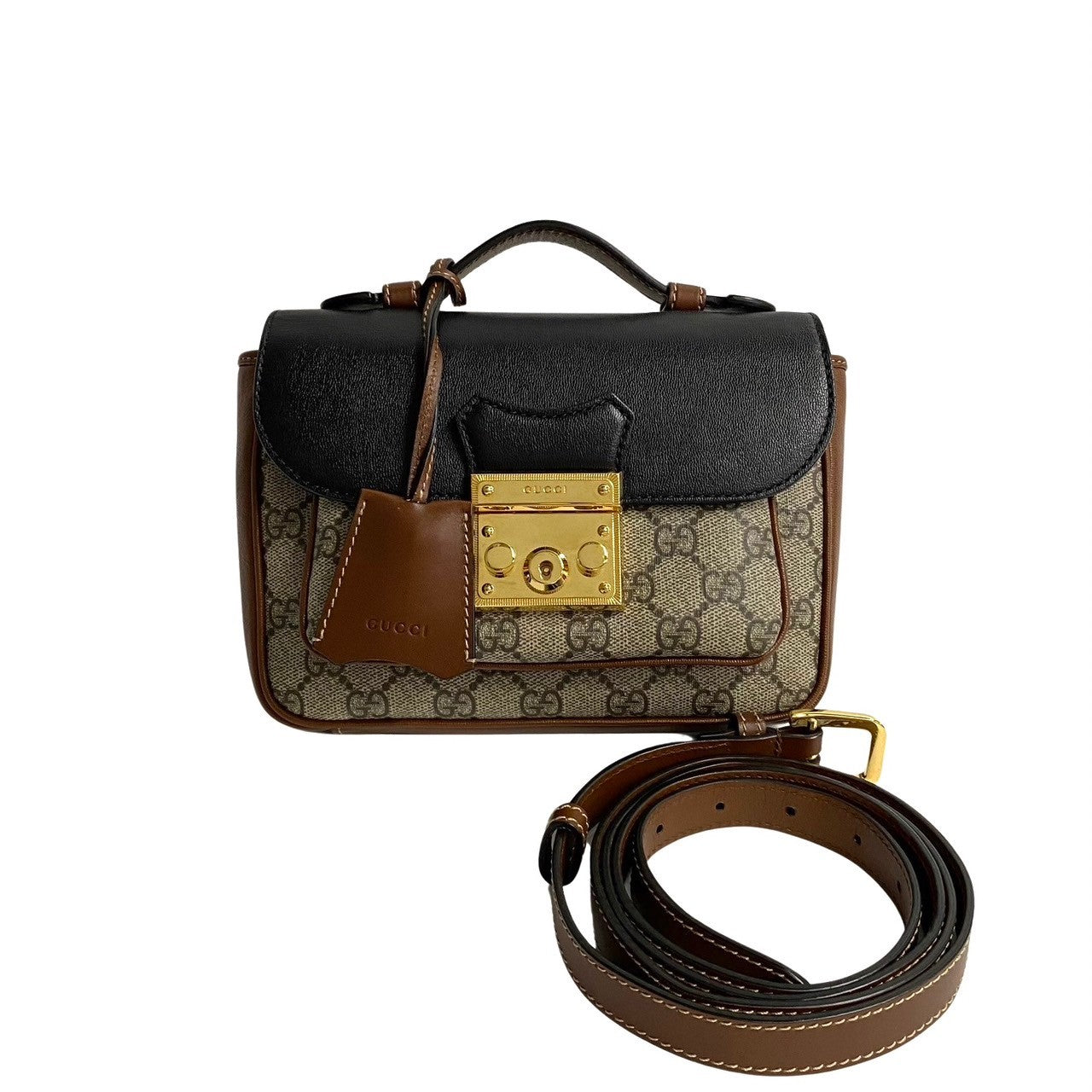 GUCCI Shoulder Bag leather Brown Padlock