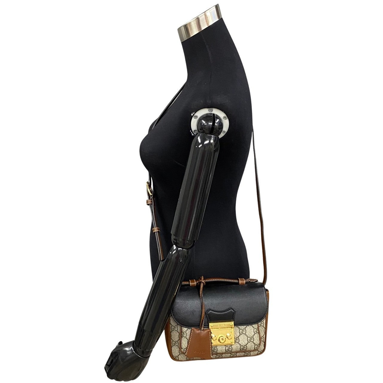 GUCCI Shoulder Bag leather Brown Padlock