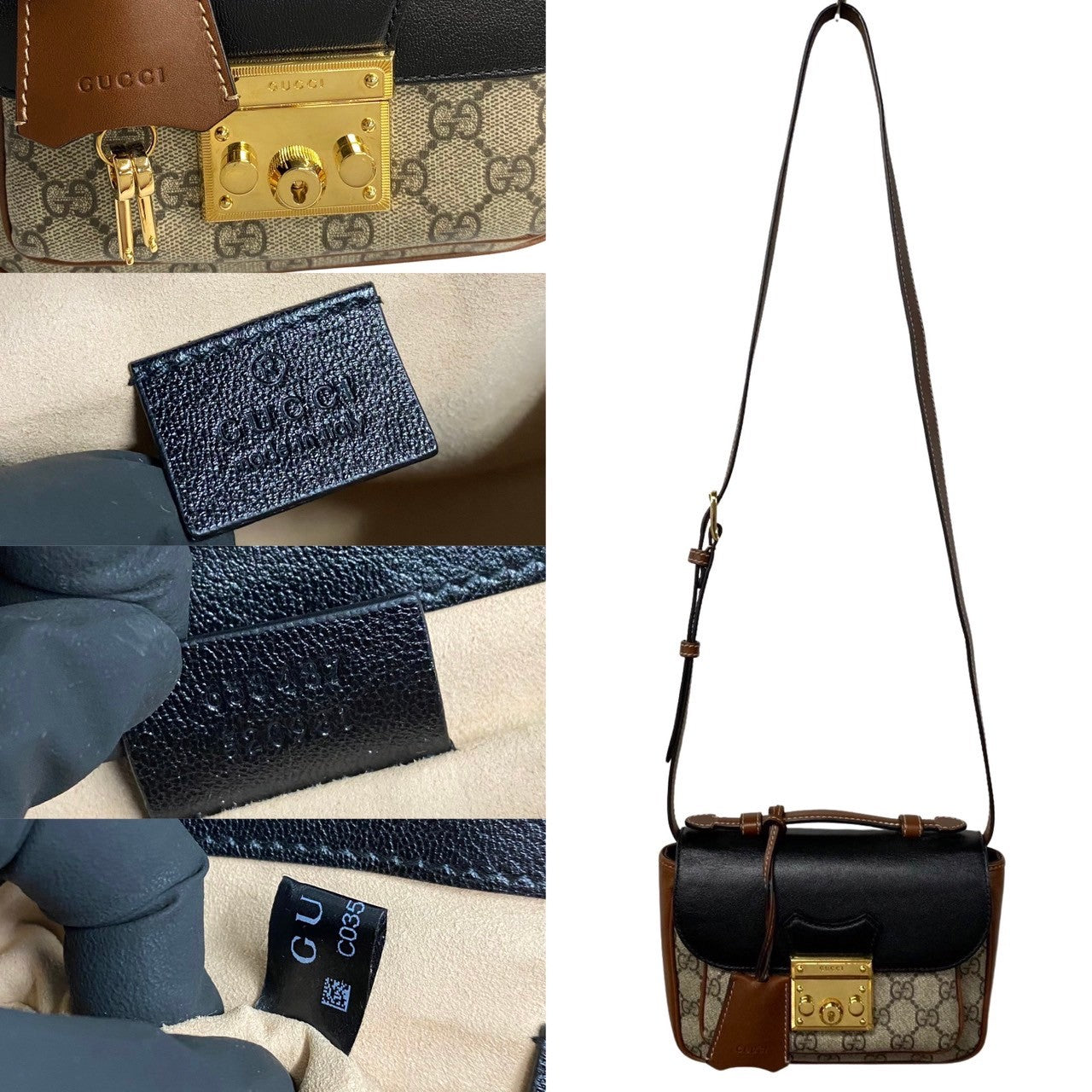 GUCCI Shoulder Bag leather Brown Padlock
