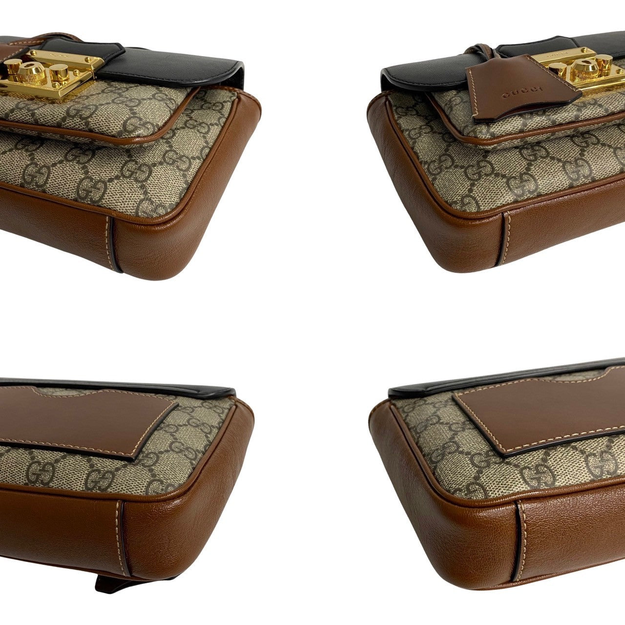 GUCCI Shoulder Bag leather Brown Padlock