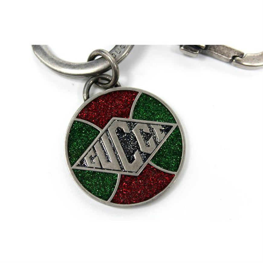 Gucci Green and Red Sparkle Keychain in Silver
