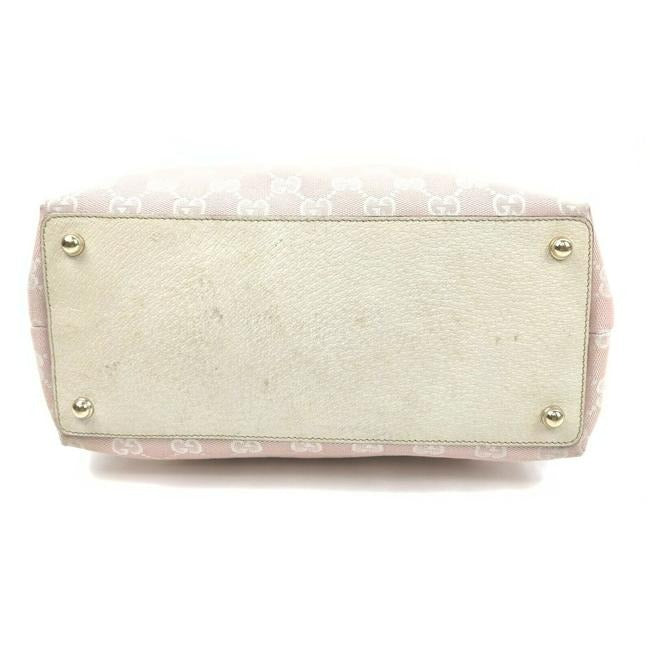 Gucci Pink Guccissima Print Canvas And White Leather Eclipse Bucket Bag