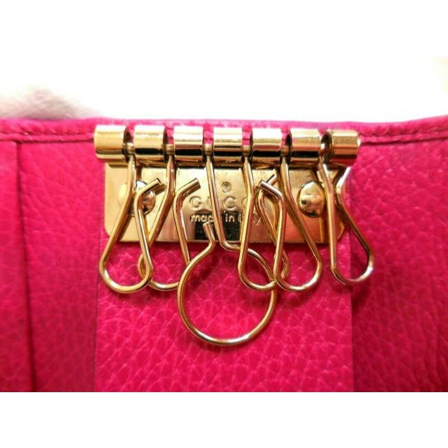 Gucci Hot Pink Leather Key Holders And Wallet