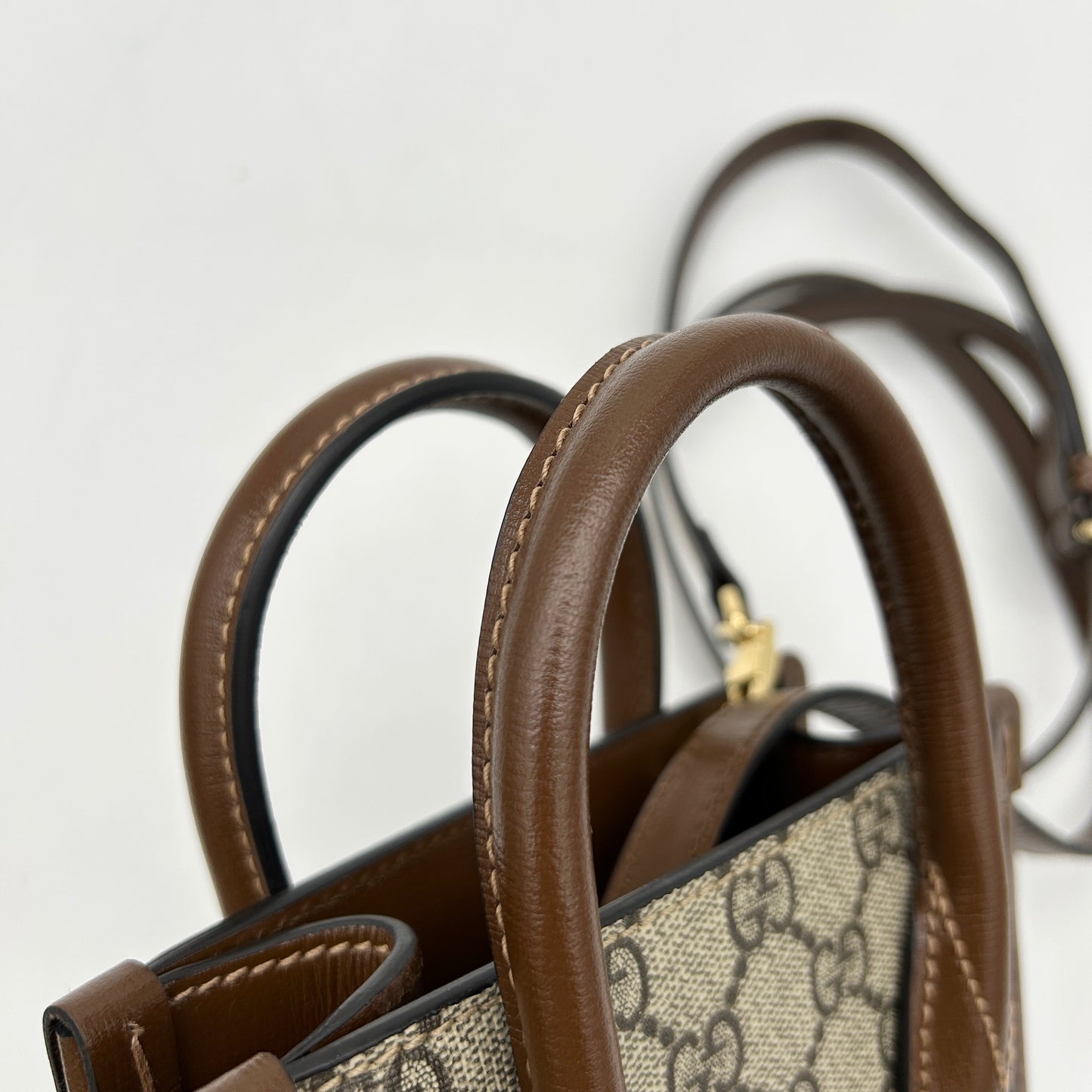GUCCI Mini Bag With Interlocking G, Beige, GG Canvas 24120201