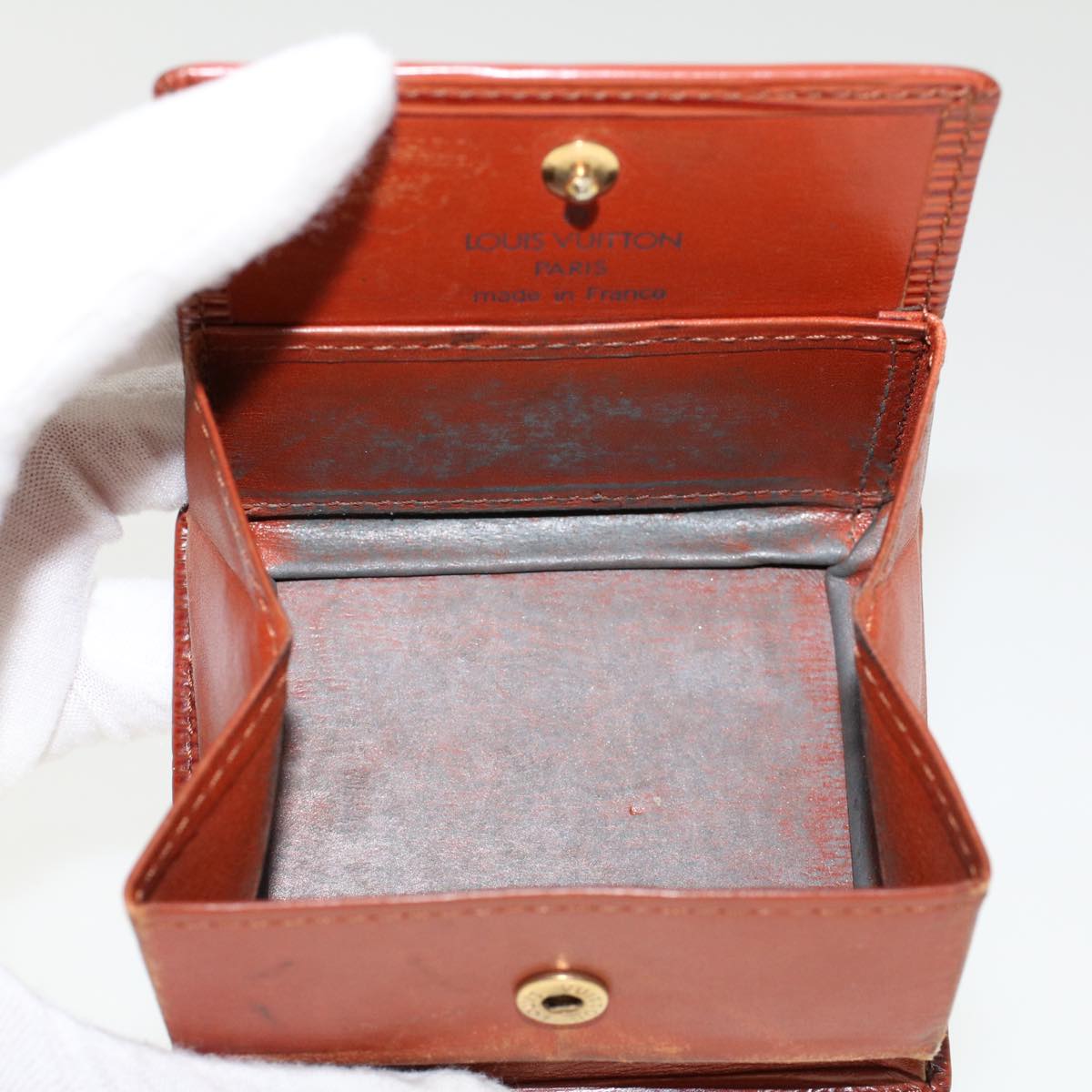 LOUIS VUITTON Epi Porte Monnaie Boite Coin Purse Brown M63693 LV  45012