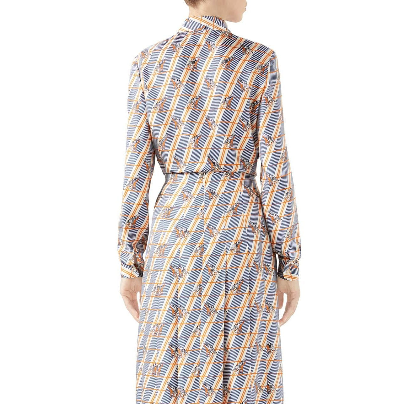 Gucci Giraffe Heritage Silk Twill Blouse in White