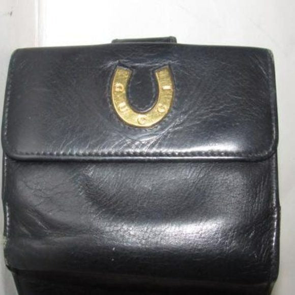 Gucci Supple Black Leather Bi-fold Horseshoe