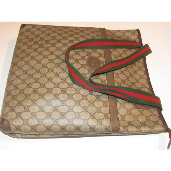 Gucci Vintage Pursesdesigner Purses Leather And Large G Logo Print Coated Canvas In Shades Of Brown
