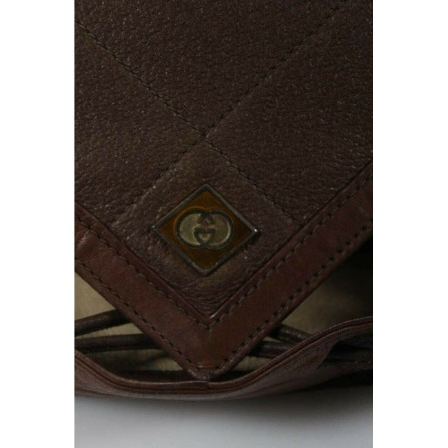 Gucci Toffee Brown Leather And Dark Brown Suede Early Diamante Line Bucket Bag