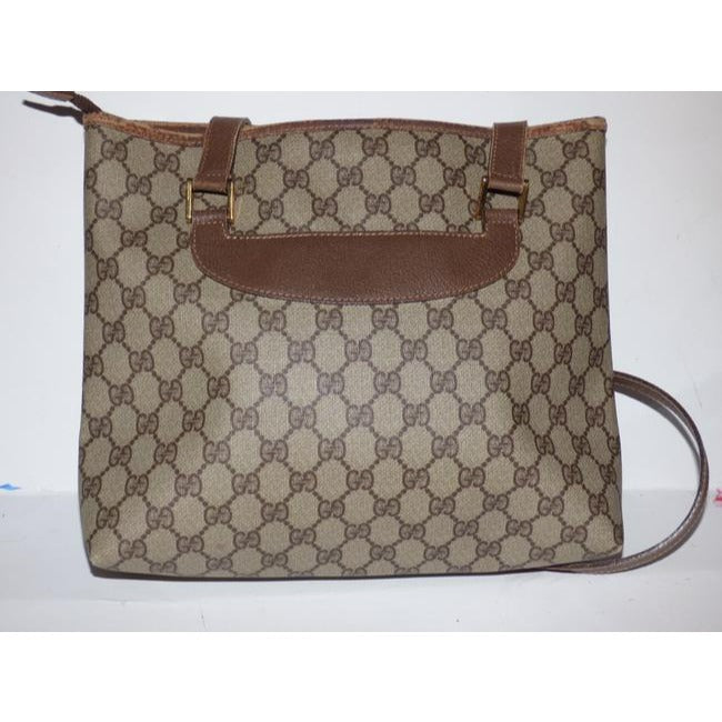 Gucci Gg Supreme Bag Canvasleather Brown Guccissima Print Coated Canvasleather Tote