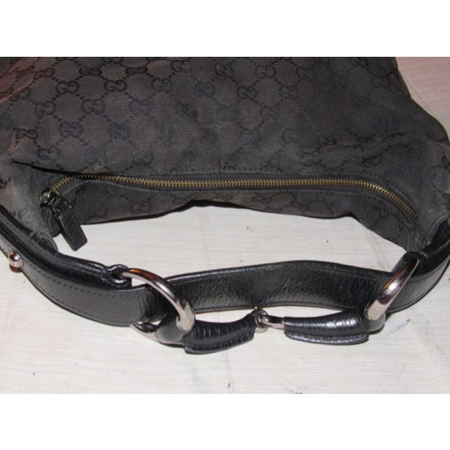 Gucci Vintage Pursesdesigner Purses Black Large G Logo Canvas And Black Leather Leathercanvas Hobo B