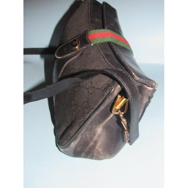 Gucci Guccissima Print Top Flap Snap Cross Body Black Leather And Gg Leather