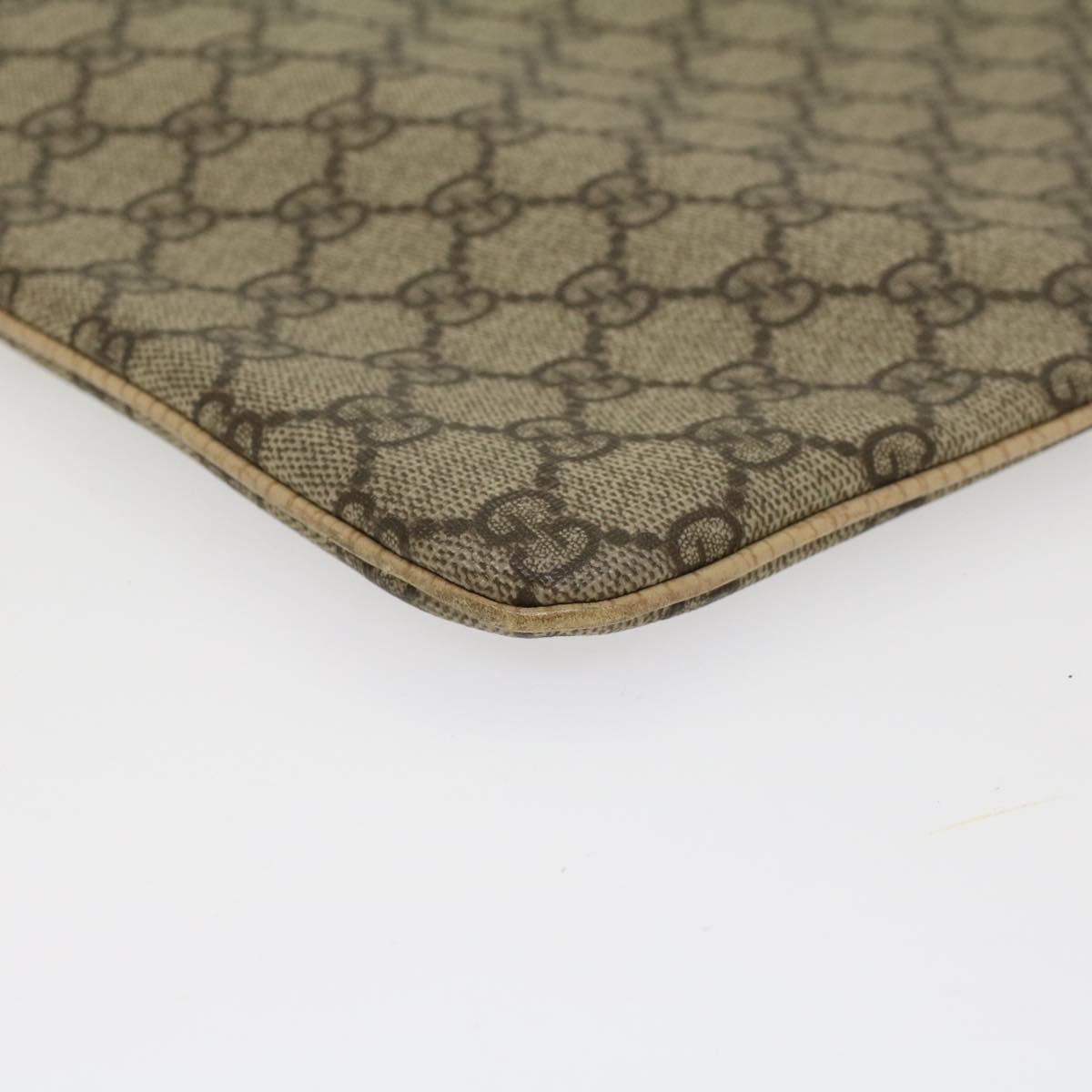 Gucci GG Canvas Hand Bag PVC Leather Beige 117551  45849