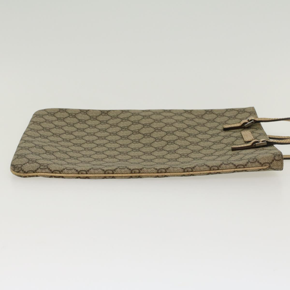 Gucci GG Canvas Hand Bag PVC Leather Beige 117551  45849
