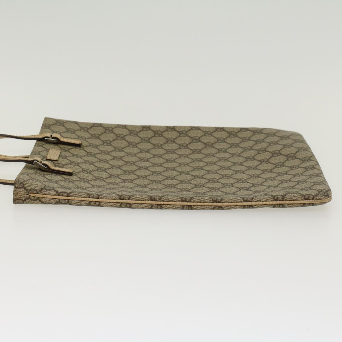 GUCCI GG Canvas Hand Bag PVC Leather Beige 117551  45849